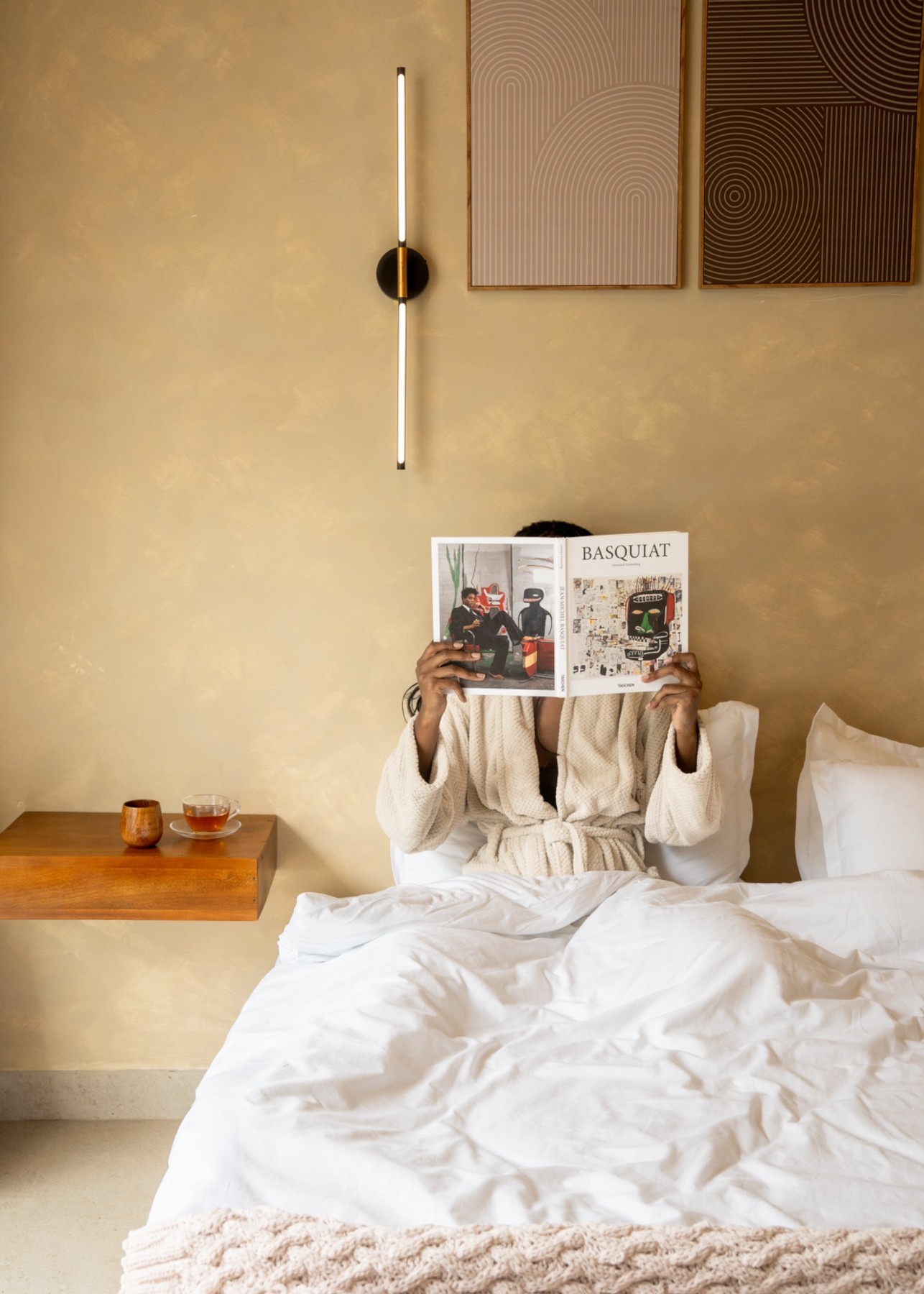 A quiet morning in a king bedroom at Yves & Saints